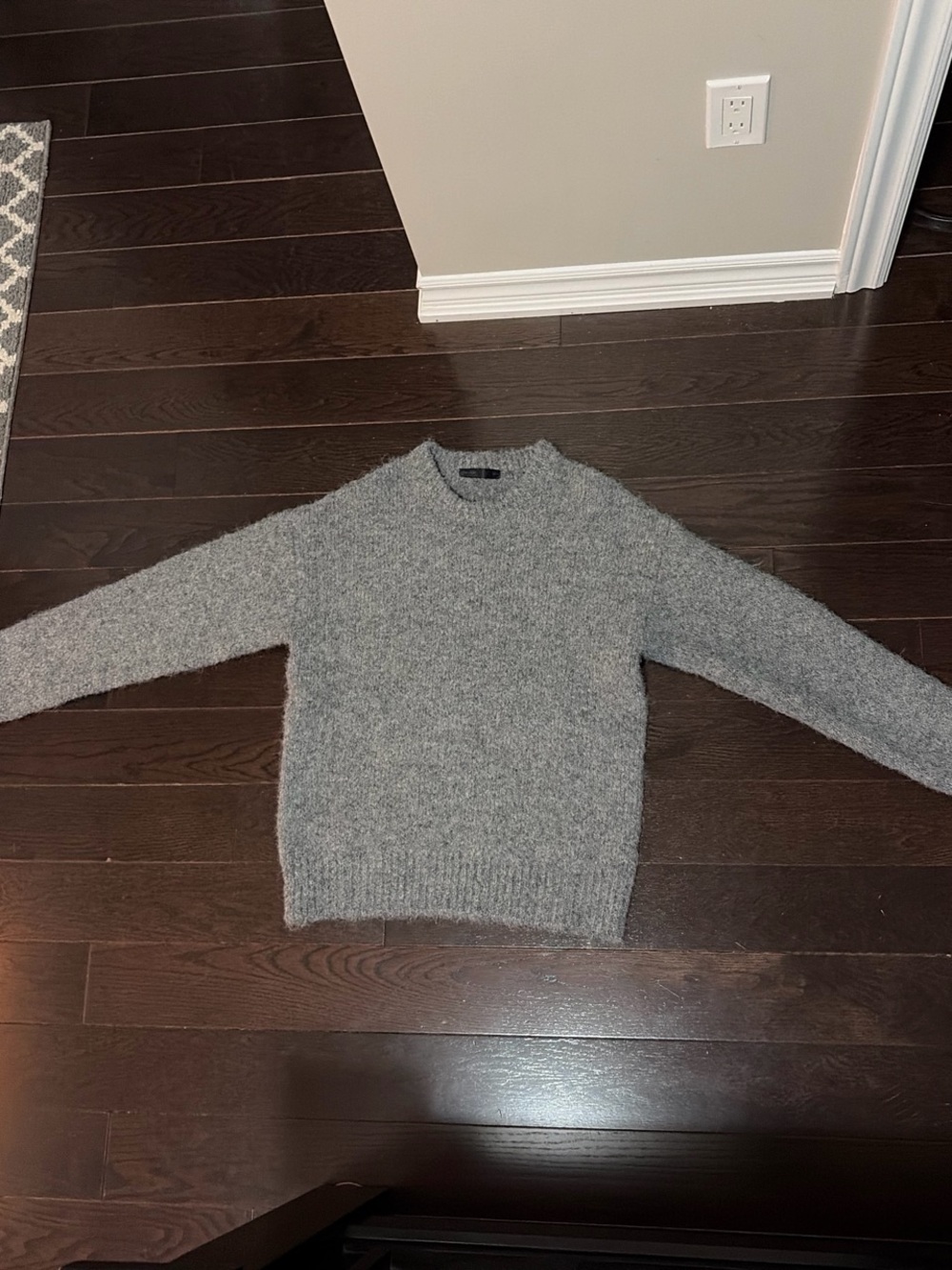 OAK + FORT Men's Heather Gray Wool Crewneck Sweater